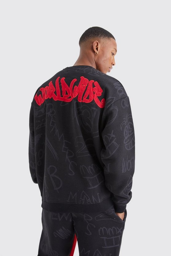 Oversize Sweatshirt mit Graffiti-Applikation