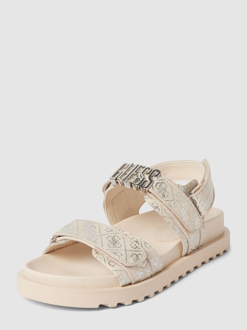 Sandalen mit Label-Print Modell 'FABELIS' in beige