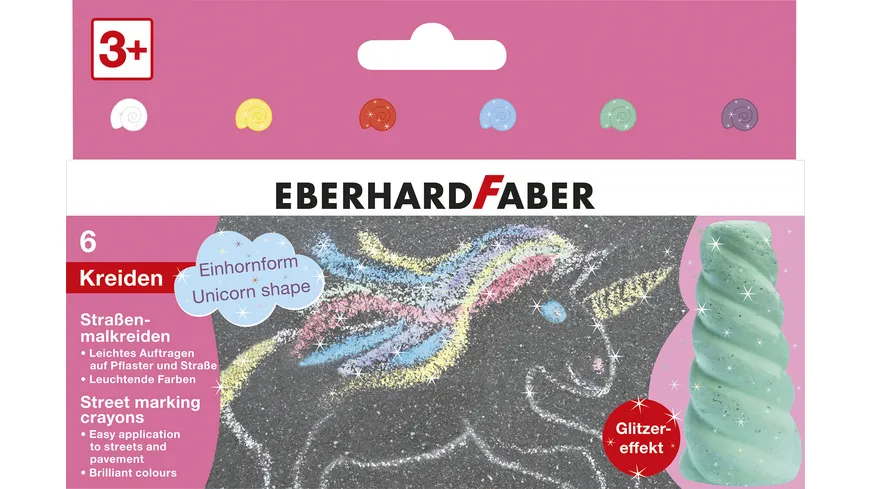 EBERHARD FABER  Straßenmalkreiden Einhorn 6er Kartonetui