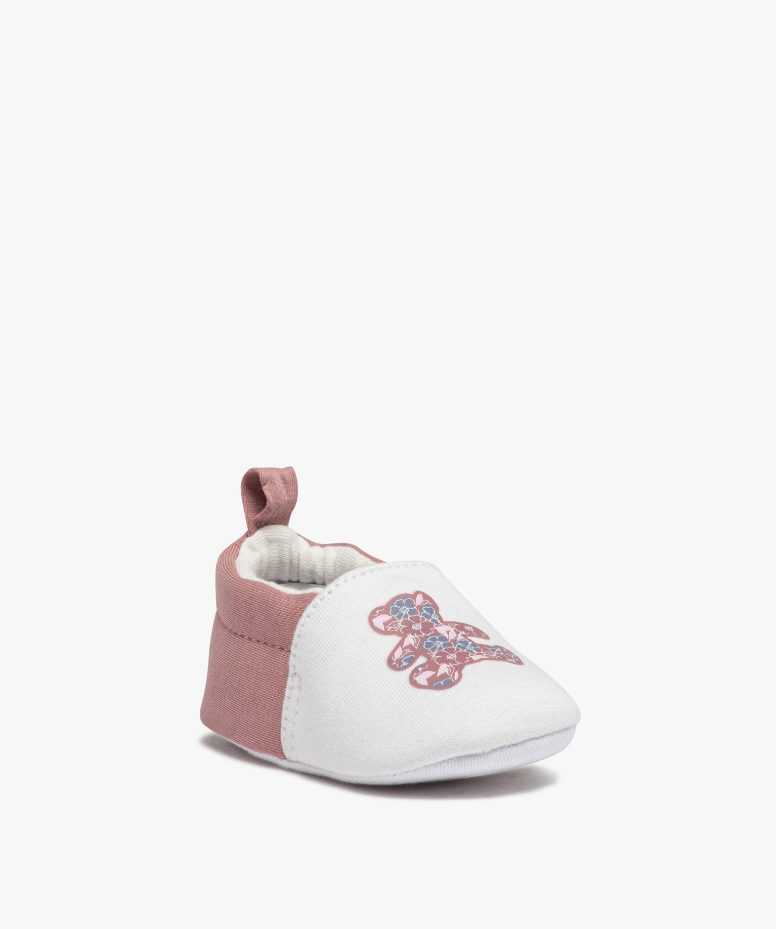 Chaussons de naissance bébé fille en jersey avec ourson im... blanc | GEMO