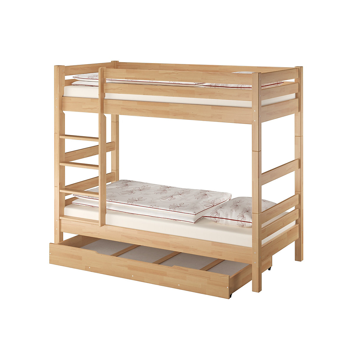 Etagenbett 90x200 Buche massiv mit Rollrosten