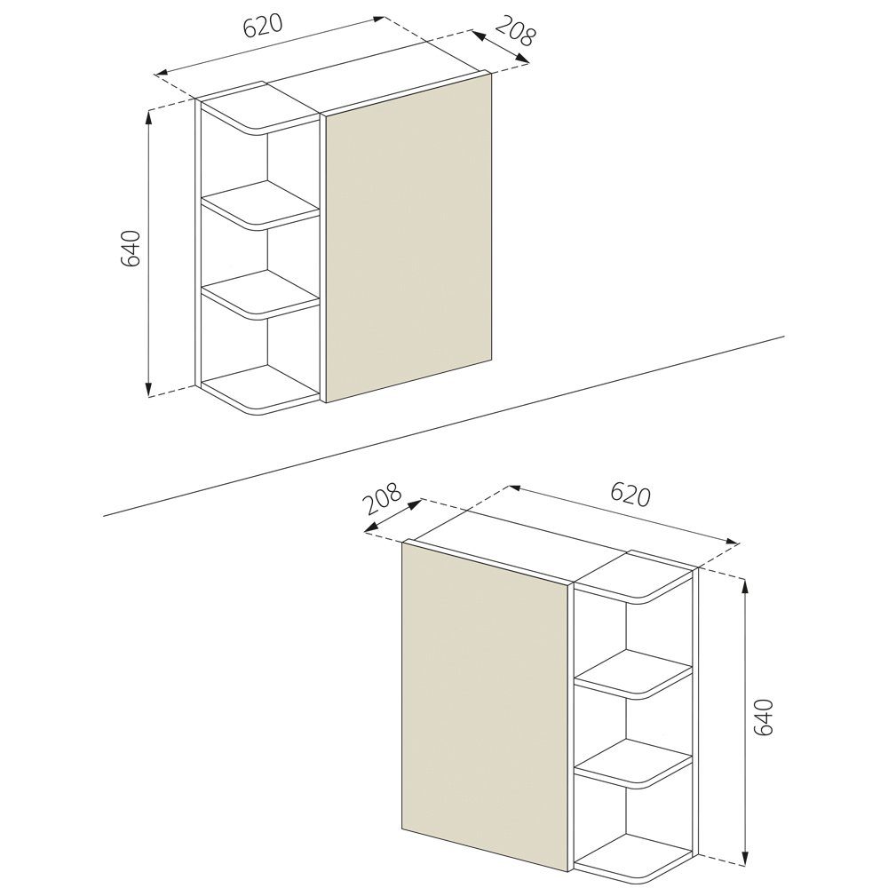 Vicco Badezimmerspiegelschrank Badspiegel Spiegelschrank 62 x 64 cm FYNN weiß
