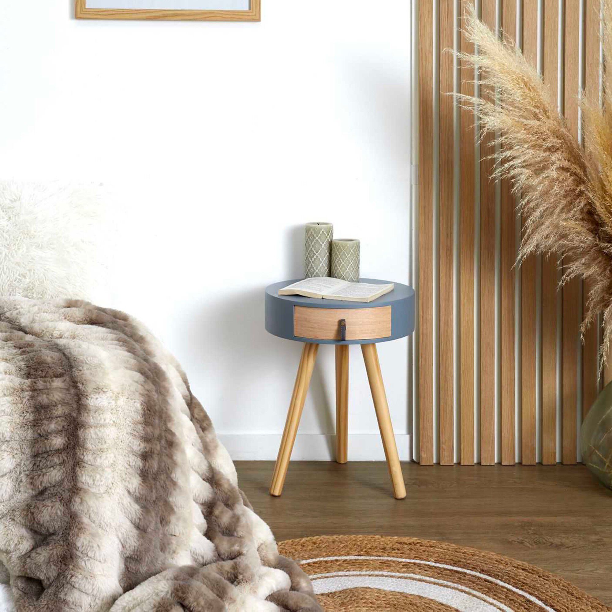 Table de chevet ronde bicolore TIHAME