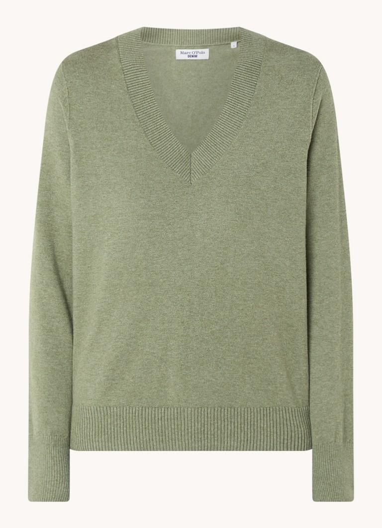 Marc O'Polo Denim Fine-knit wool blend pullover with V-neck