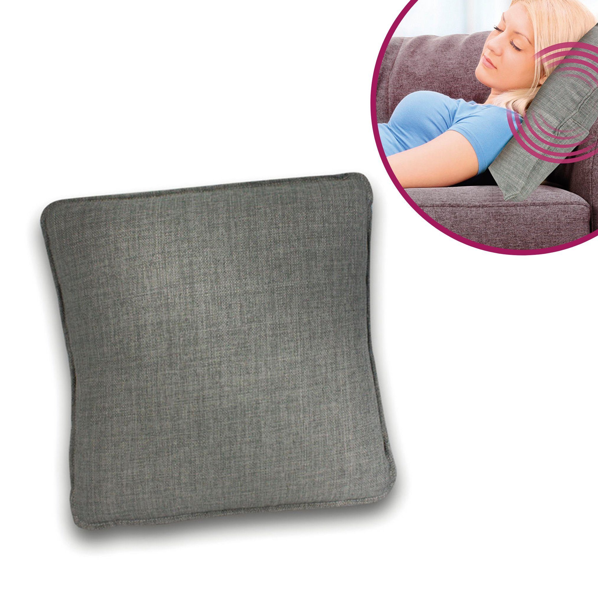 Starlyf Massagekissen Massage Cushion, 1-tlg., Massage Kissen mit Vibrationstechnik, 37x37 cm, grau