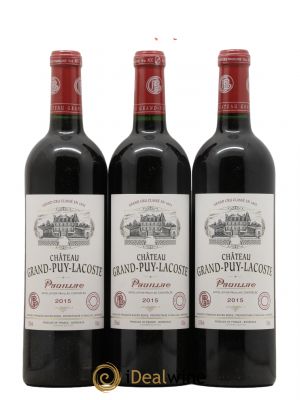 Château Grand Puy Lacoste 5ème Grand Cru Classé  2015 - Lot de 3 Bouteilles