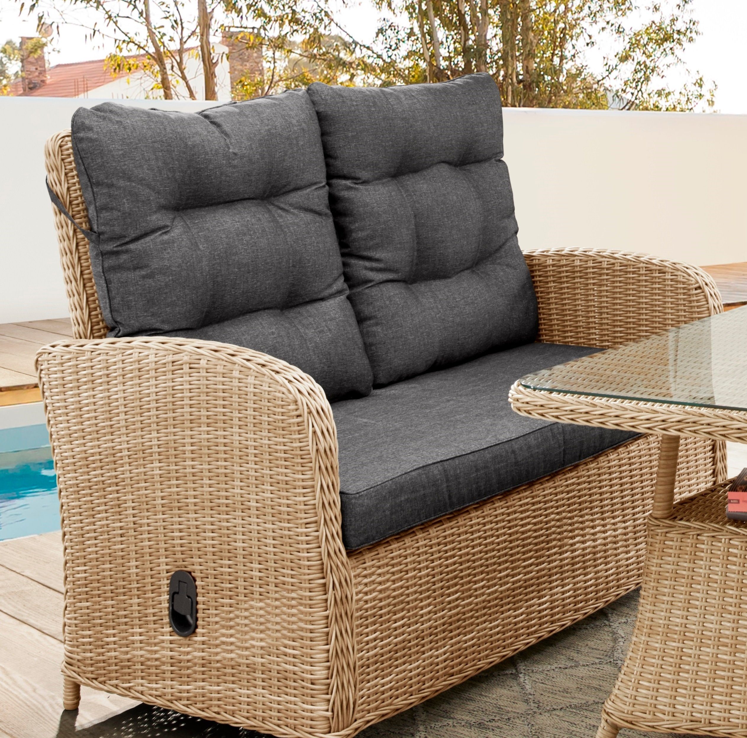 Destiny Loungesofa MERANO II, Polyrattan, Rückenlehne stufenlos verstellbar, inkl. Auflagen