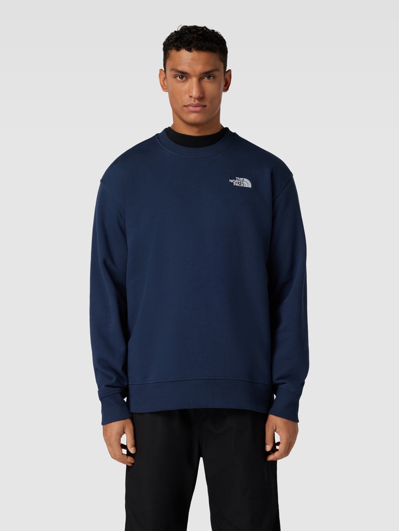 Sweatshirt mit Label-Stitching Modell 'ESSENTIAL' in marineblau