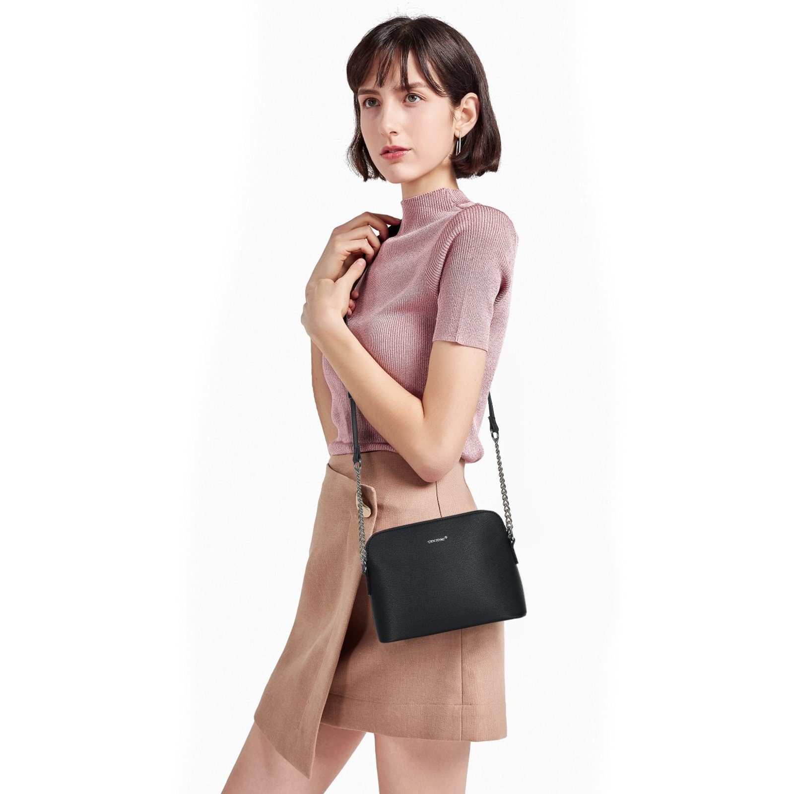 TAN.TOMI Mini Bag Damen Kleine Umhängetasche,Kette Schulterriemen Abendtasche, Handtasche für Bankett Party Geschenke für Frauen in schlichter Optik