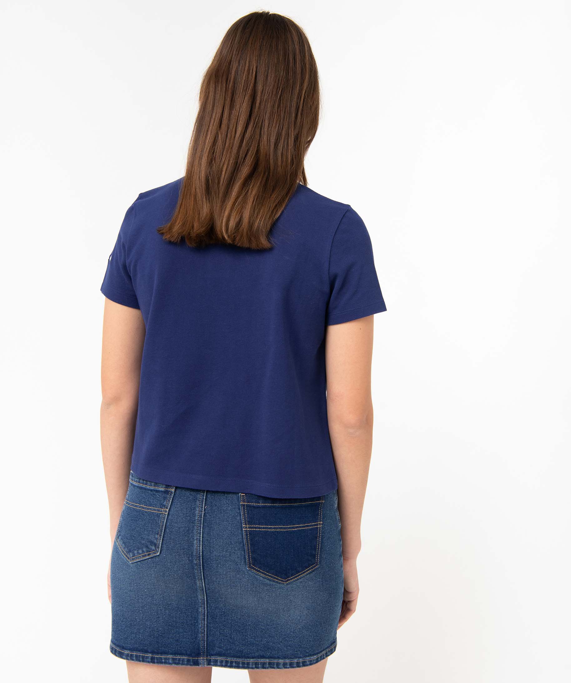 Polo femme à manches courtes avec col contrastant - Camps U... bleu | GEMO