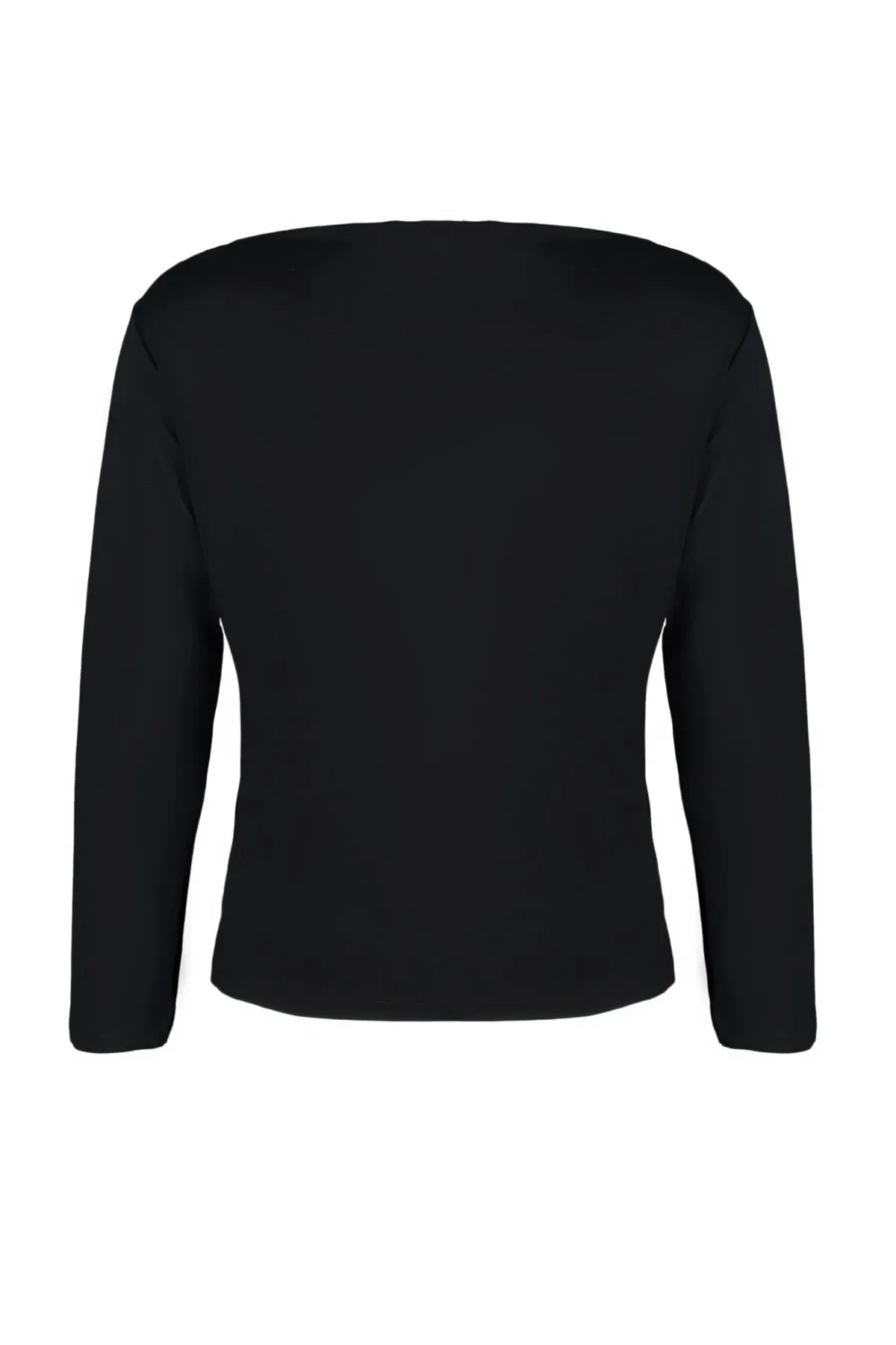 Trendyol Curve  Schwarze Strickbluse mit Carmenkragen TBBAW23AF00031