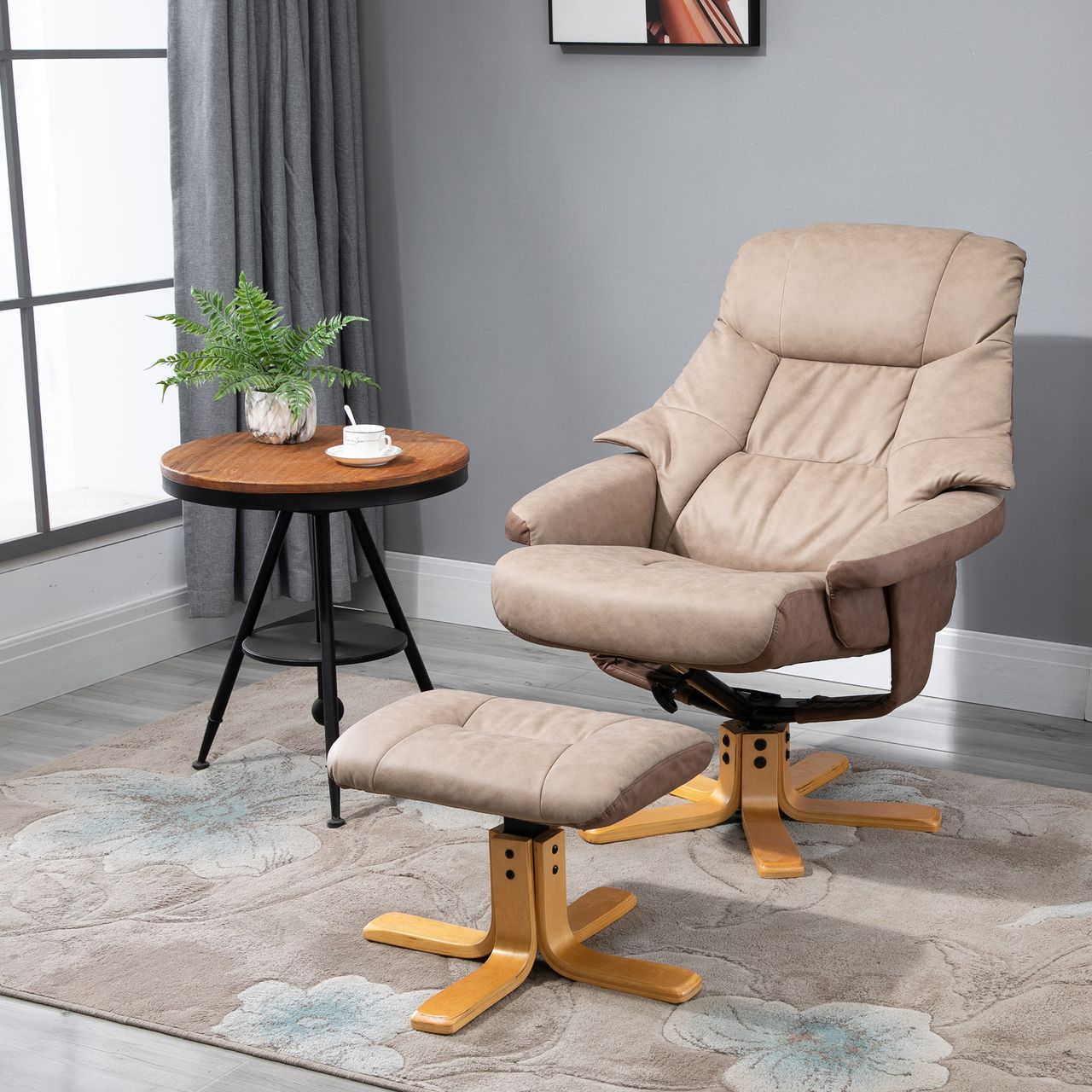 HOMCOM Relaxsessel mit Hocker, Fernsehsessel, Polstersessel mit Liegefunktion