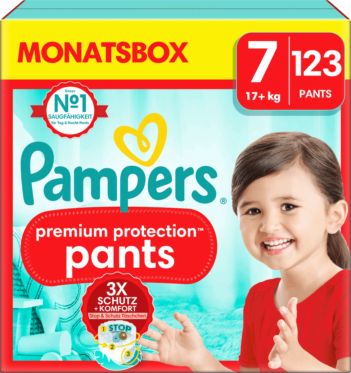 Baby Pants Premium Protection Gr. 7 Extra Large (17+ kg), Monatsbox, 123 St