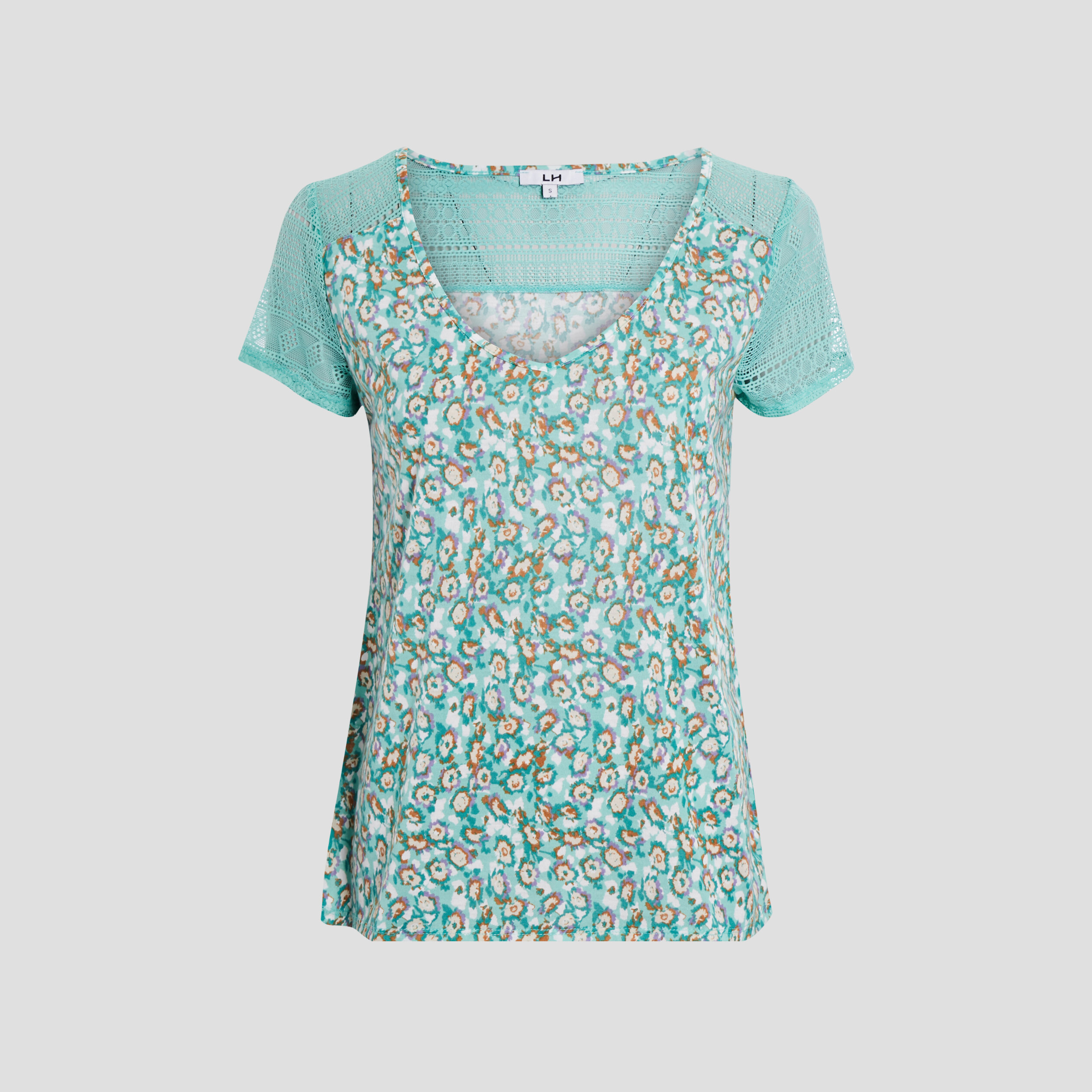 T-shirt manches courtes bleu turquoise femme | La Halle
