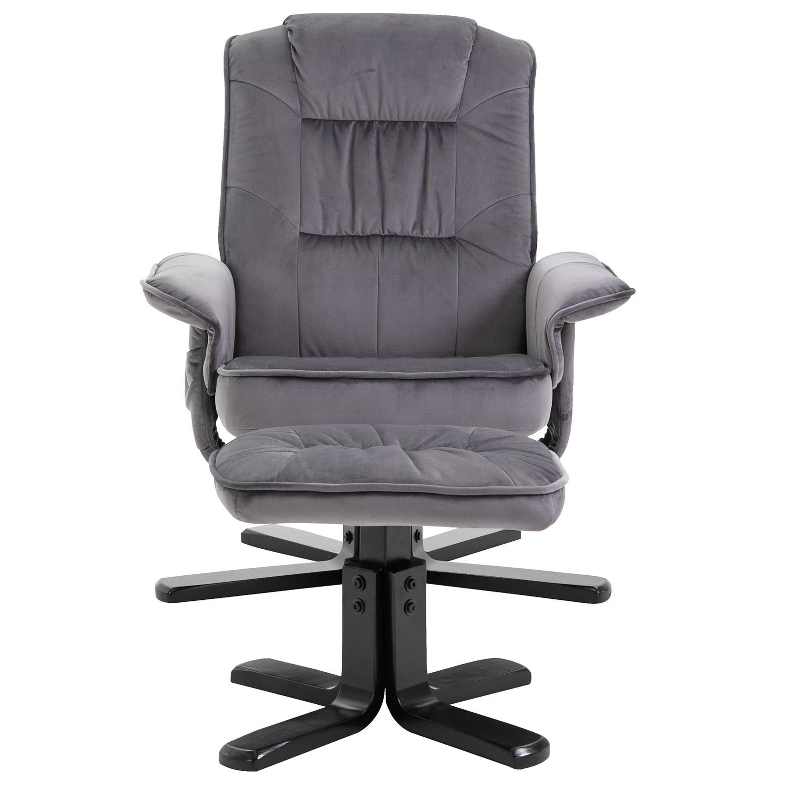 IDIMEX Relaxsessel CHARLES, Relaxsessel Samtstoff grau mit Hocker Fernsehsessel TV Sessel Relaxstu