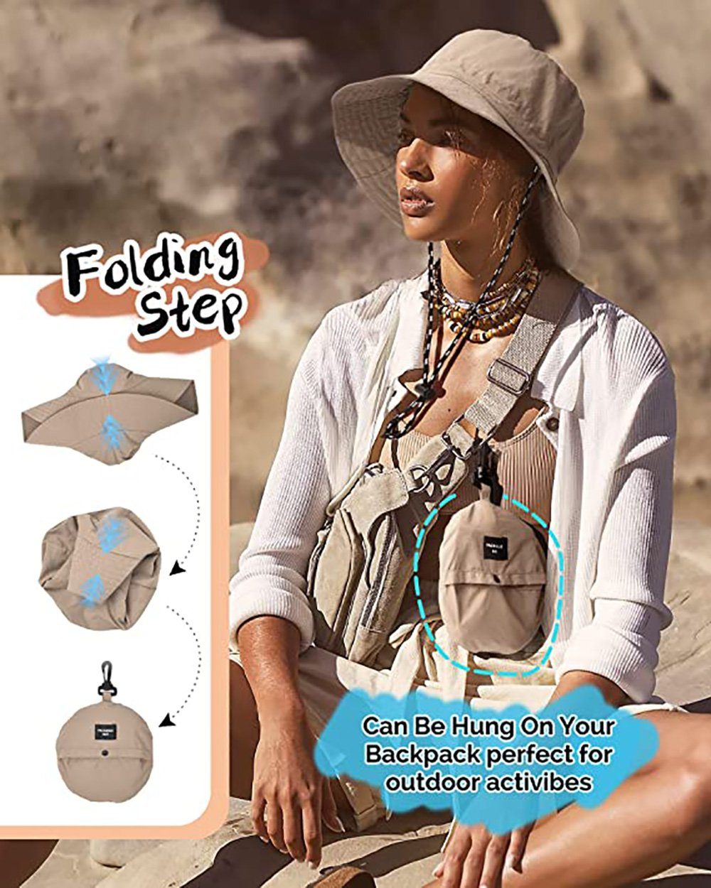 Fischerhut Unisex Fischerhut Damen Herren Anglerhut Schnell (1-tlg) Trocken Bucket Hat Tragbar Faltbar Sonnenhut