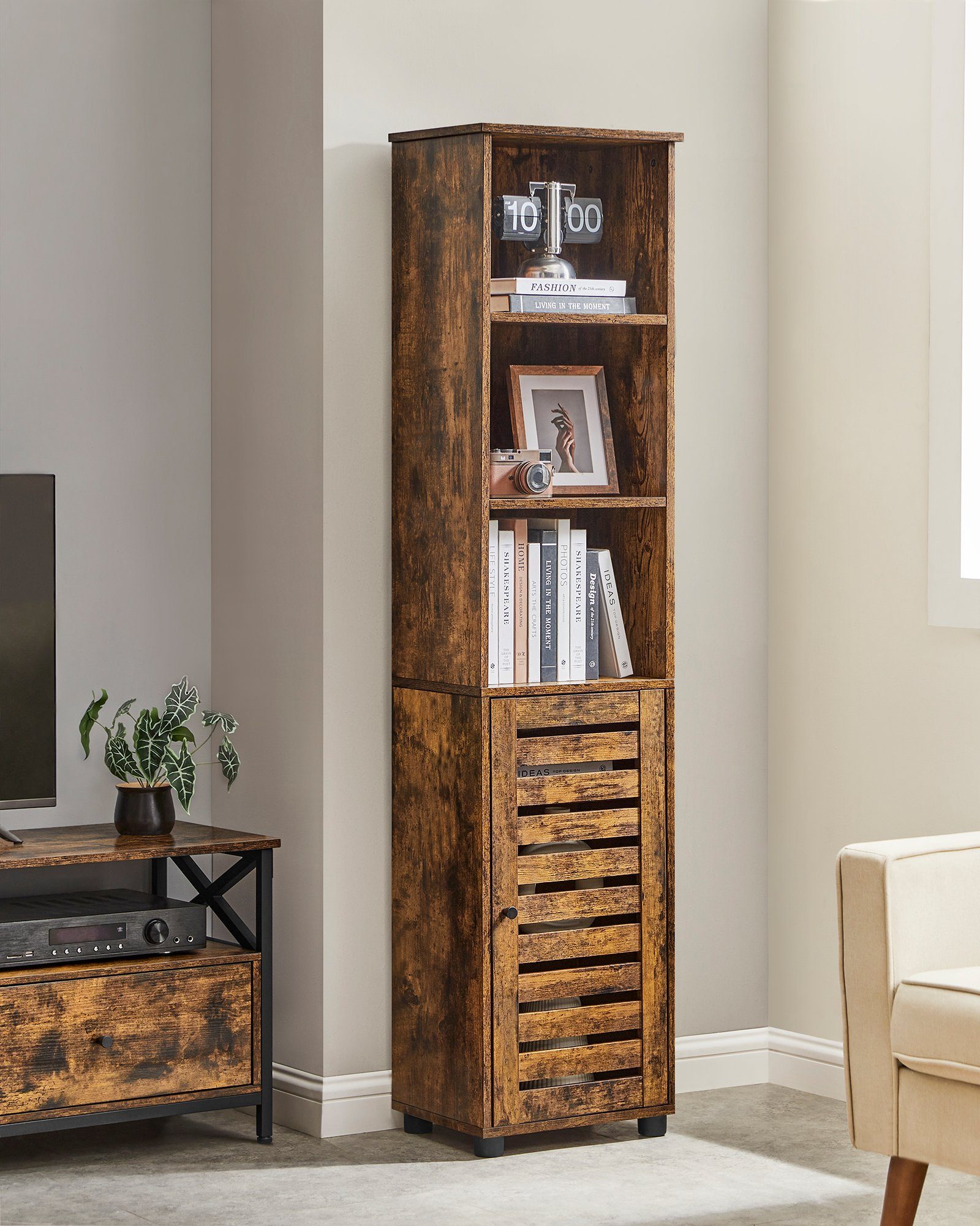 VASAGLE Badkommode, Badezimmerschrank, Hochschrank, verstellbare Einlegeböden