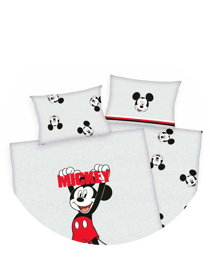 Herding 2 tlg. Renforcé Bettwäsche 100x135cm Disney Mickey Mouse in Grau günstig kaufen 100x135 cm