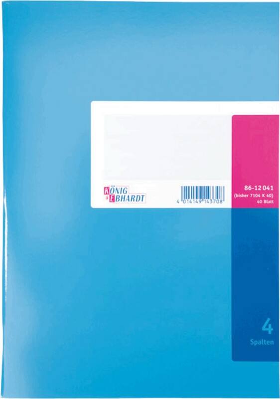 K E Spaltenbücher 8612041-7104K40, blau, 4 Spalten, DIN A4, Inh.40 Blatt