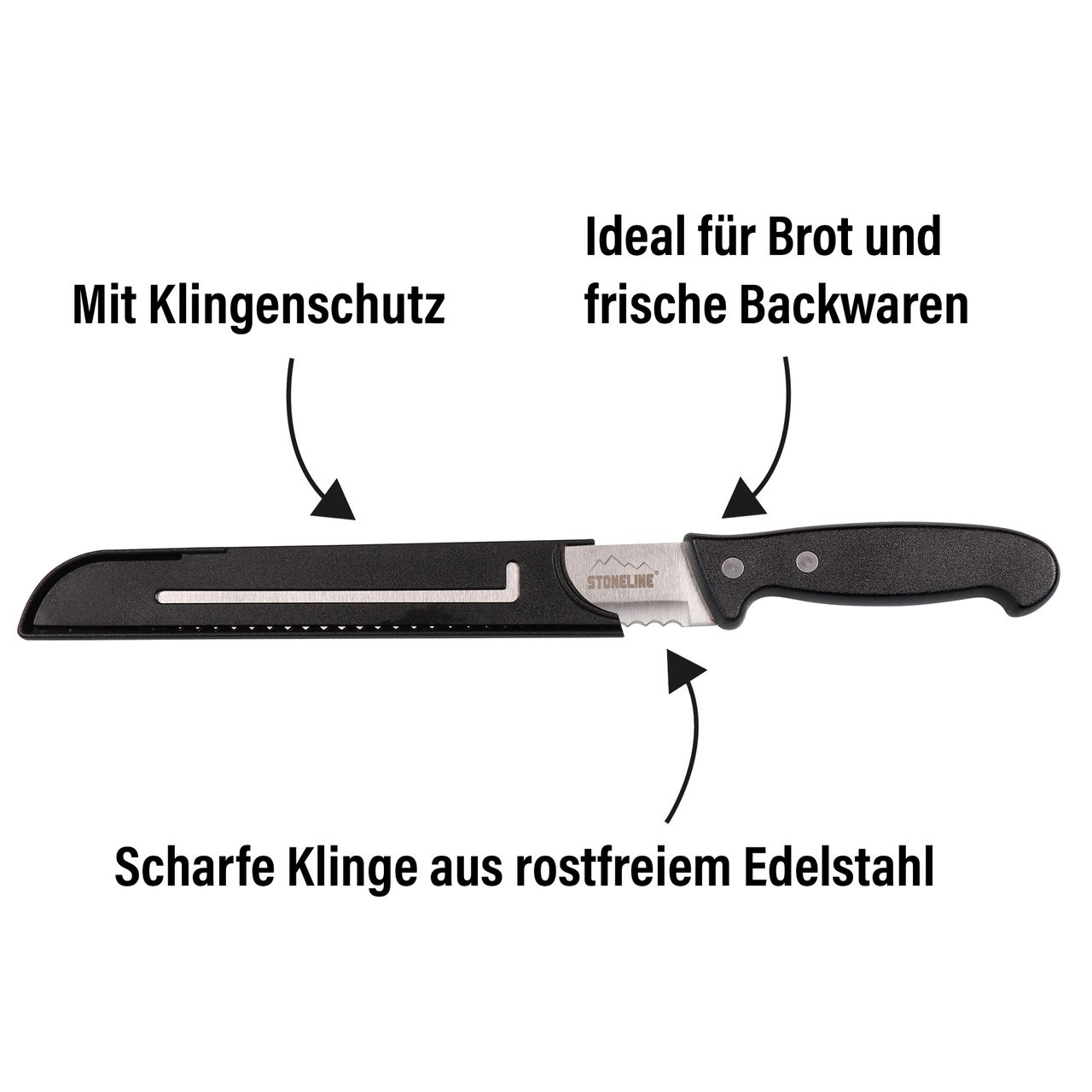 STONELINE® 31,5 cm Brotmesser, mit Klingenschutz
