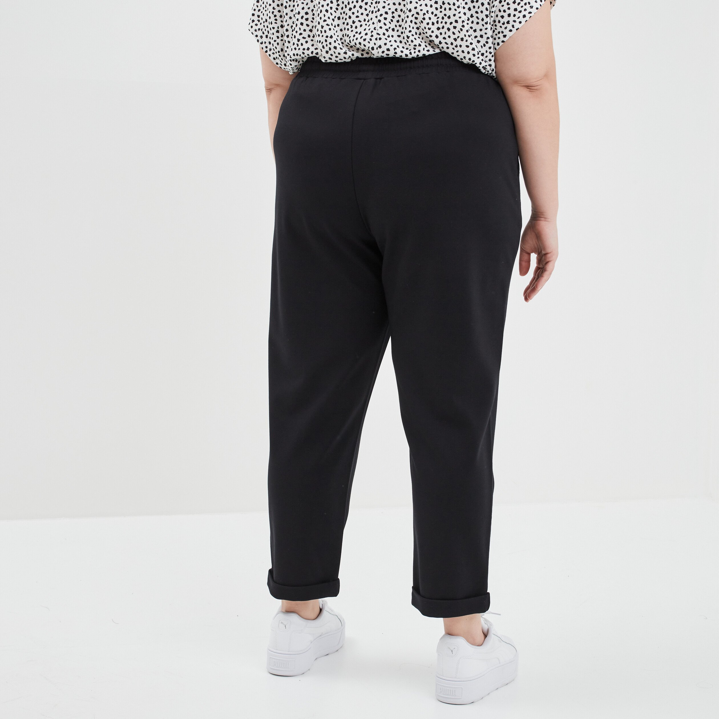 Pantalon de jogging taille élastiquée noir femme grande taille | La Halle