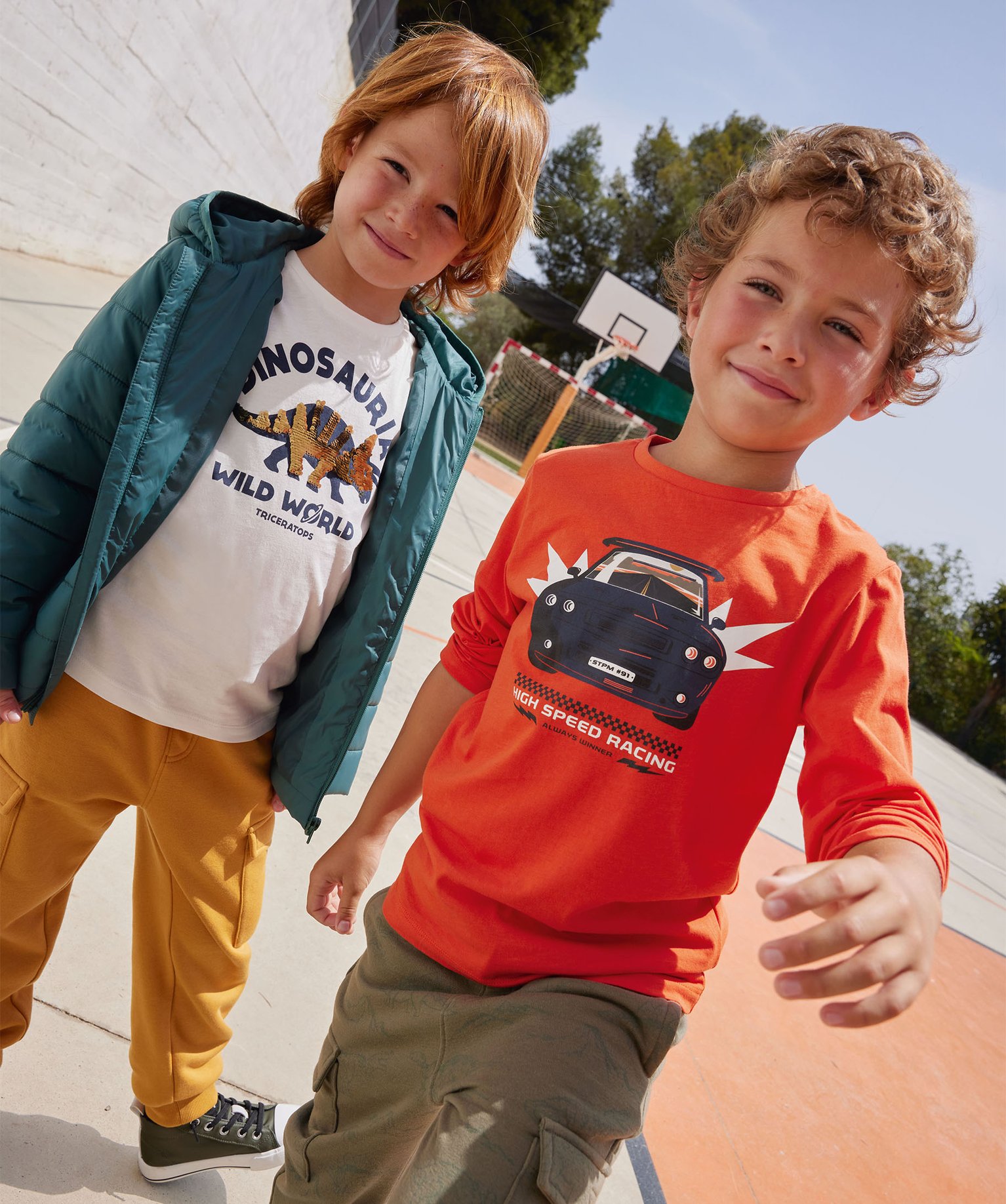 Tee-shirt à manches longues avec motif orange | GEMO
