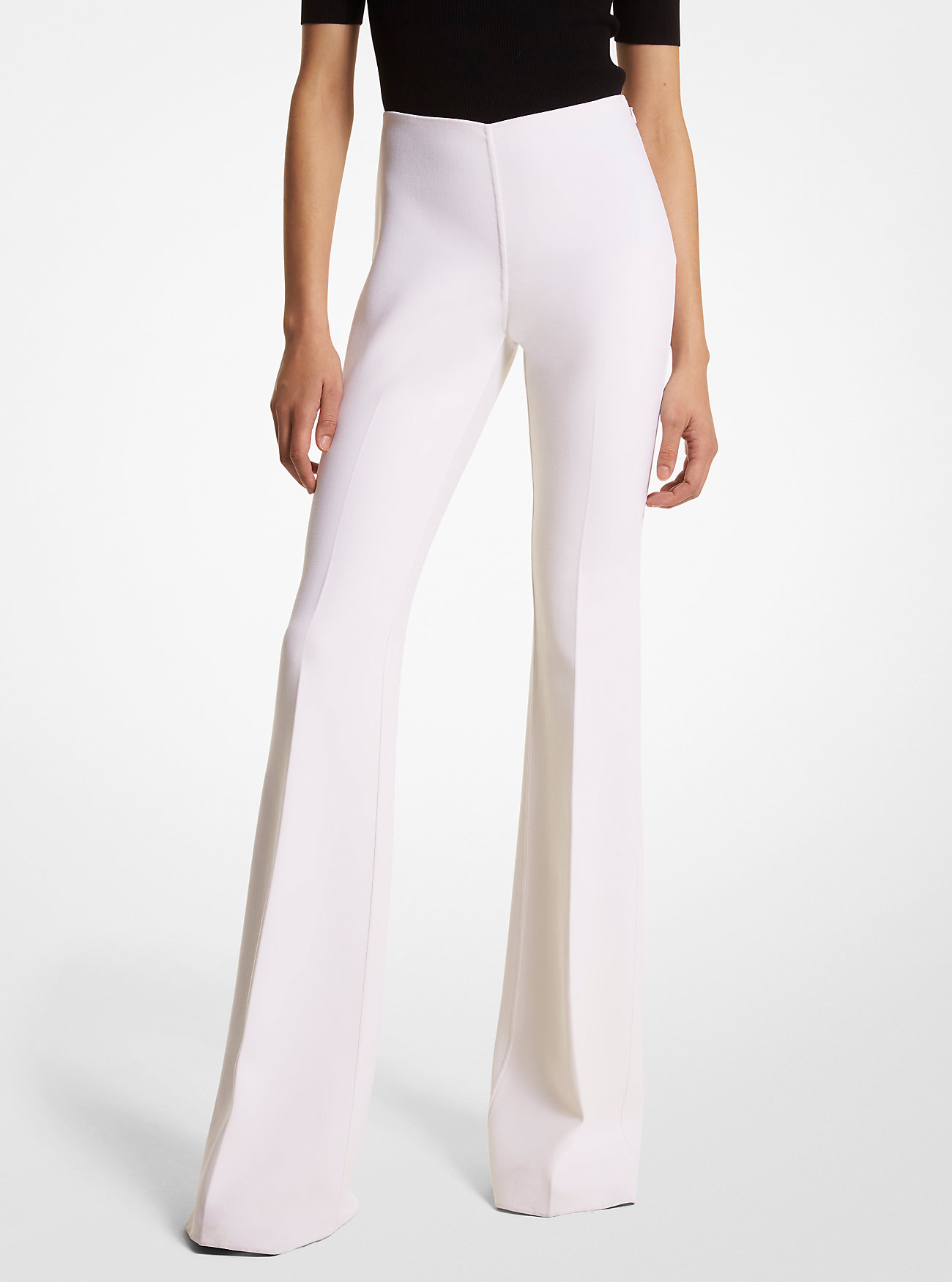 Brooke Stretch Wool Flared Pants - IVORY
