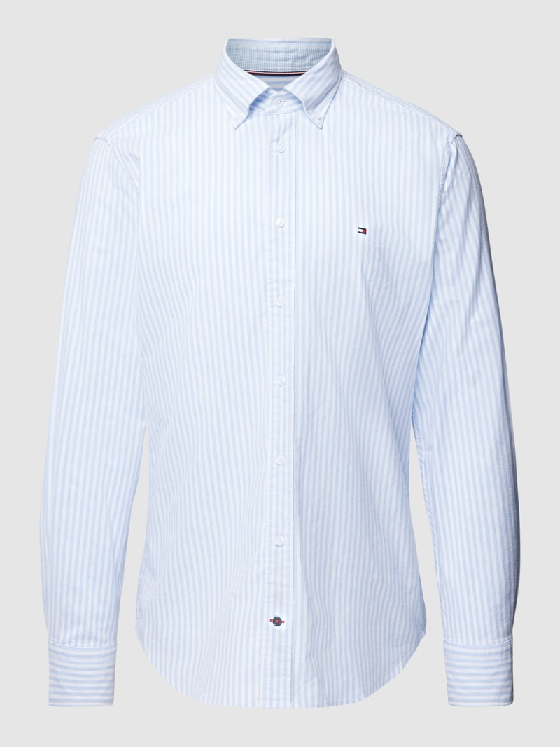 Regular Fit Business-Hemd mit Button-Down-Kragen in bleu