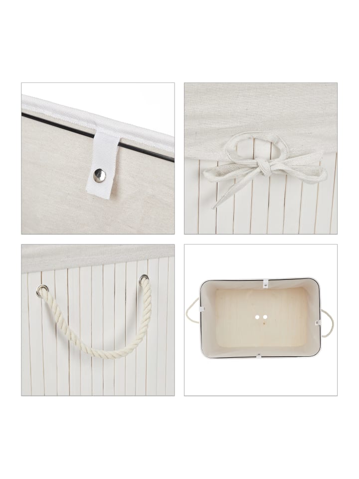 relaxdays Wäschekorb in Weiß - (B)62,5 x (H)62 x (T)42,5 cm günstig kaufen onesize