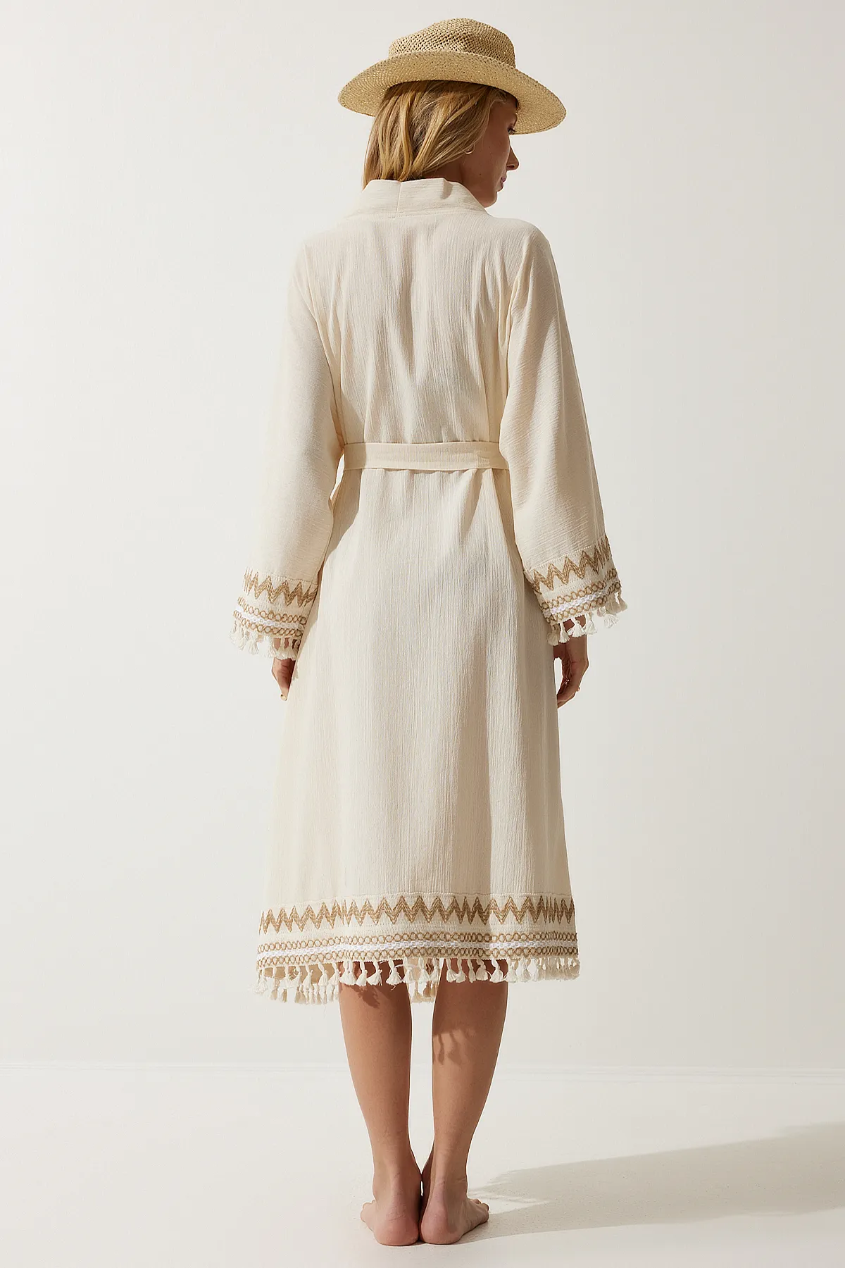 Happiness İstanbul  Kimono & Kaftan - Beige - Regular Fit