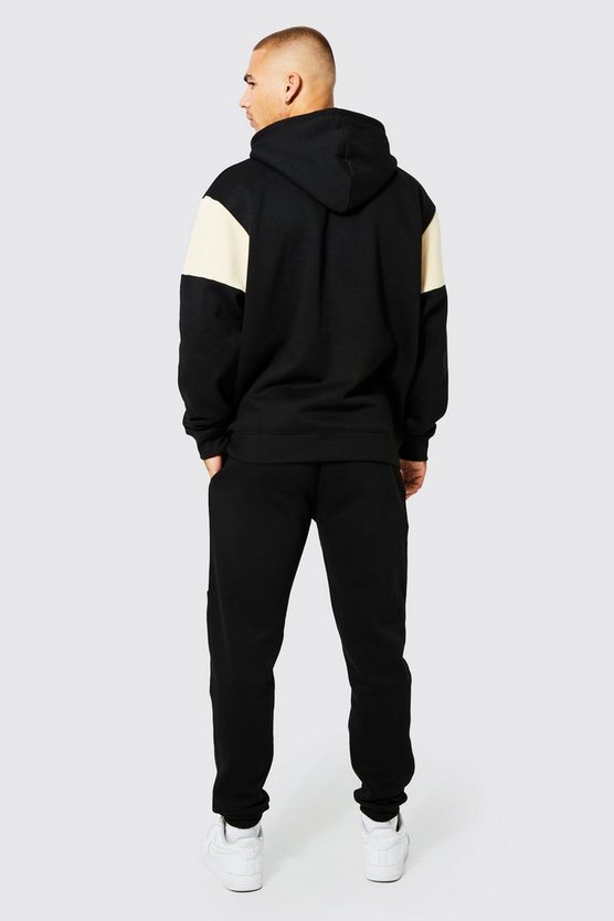 Oversize Man Colorblock Trainingsanzug mit Kapuze