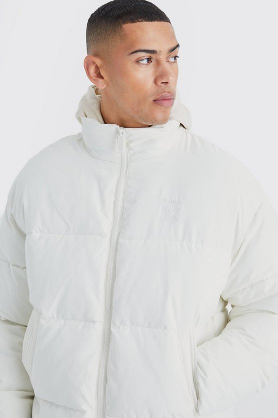 Bestickte Oversize Nylon-Steppjacke