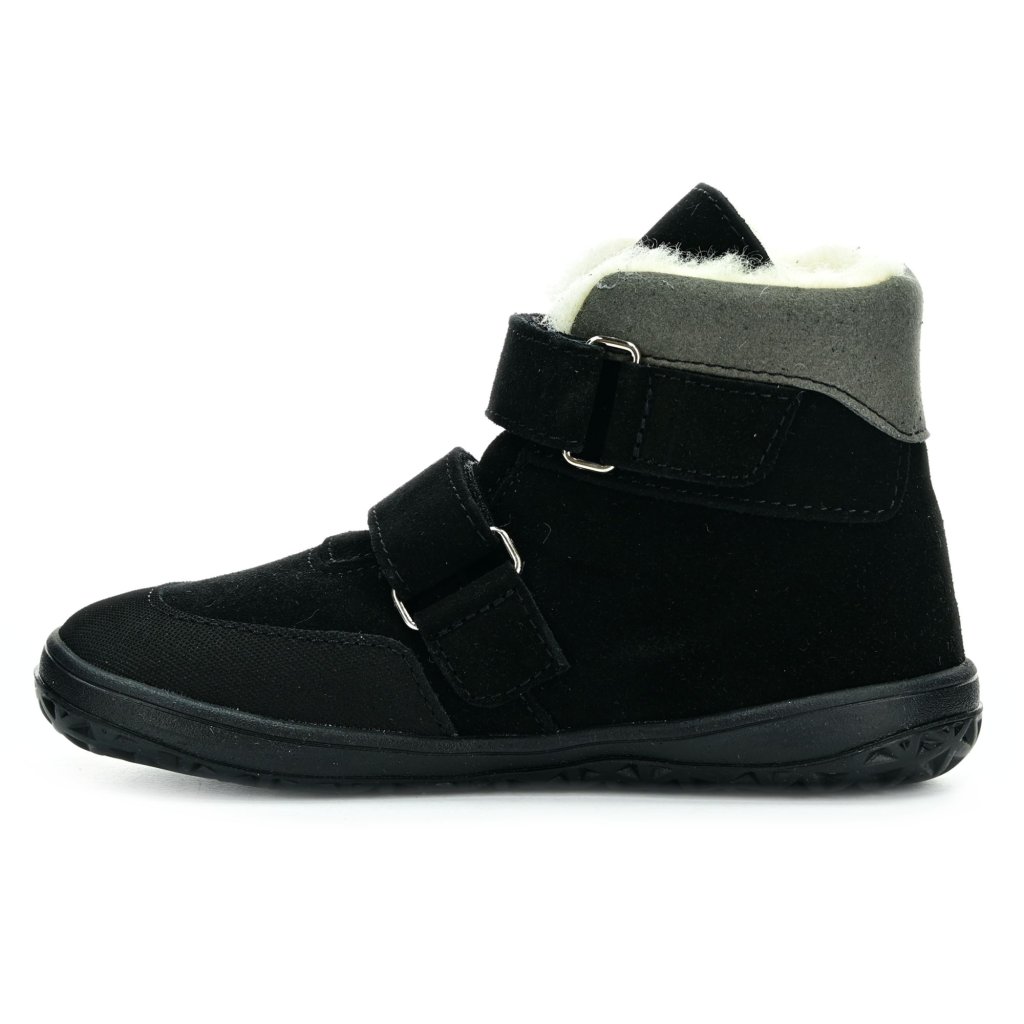 Jonap Jerry Winter mit Wolle gefütterte schwarze Winterbarfußschuhe