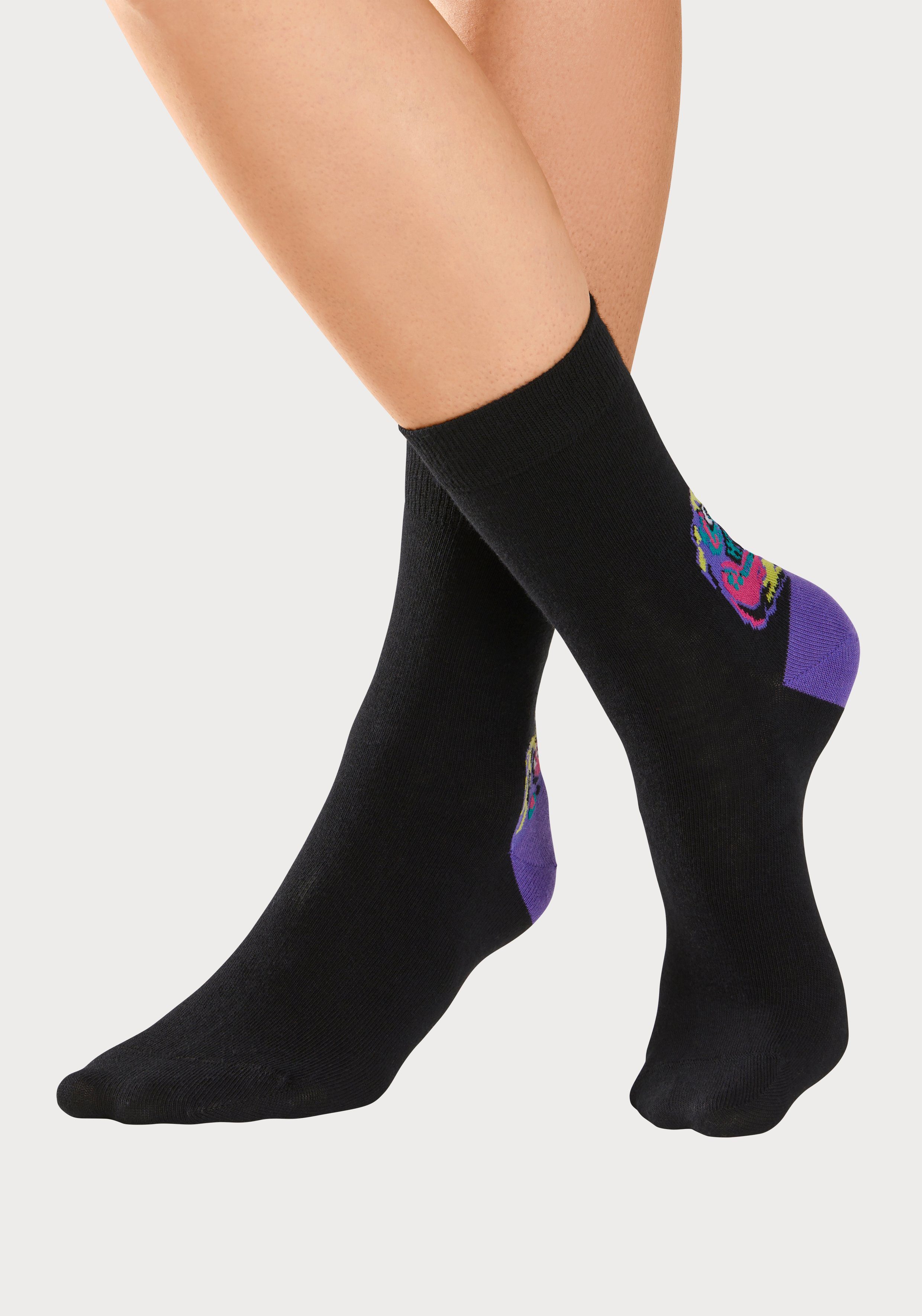 H.I.S Freizeitsocken (Packung, 5-Paar) mit farbenfrohen Dino Motive über der Ferse