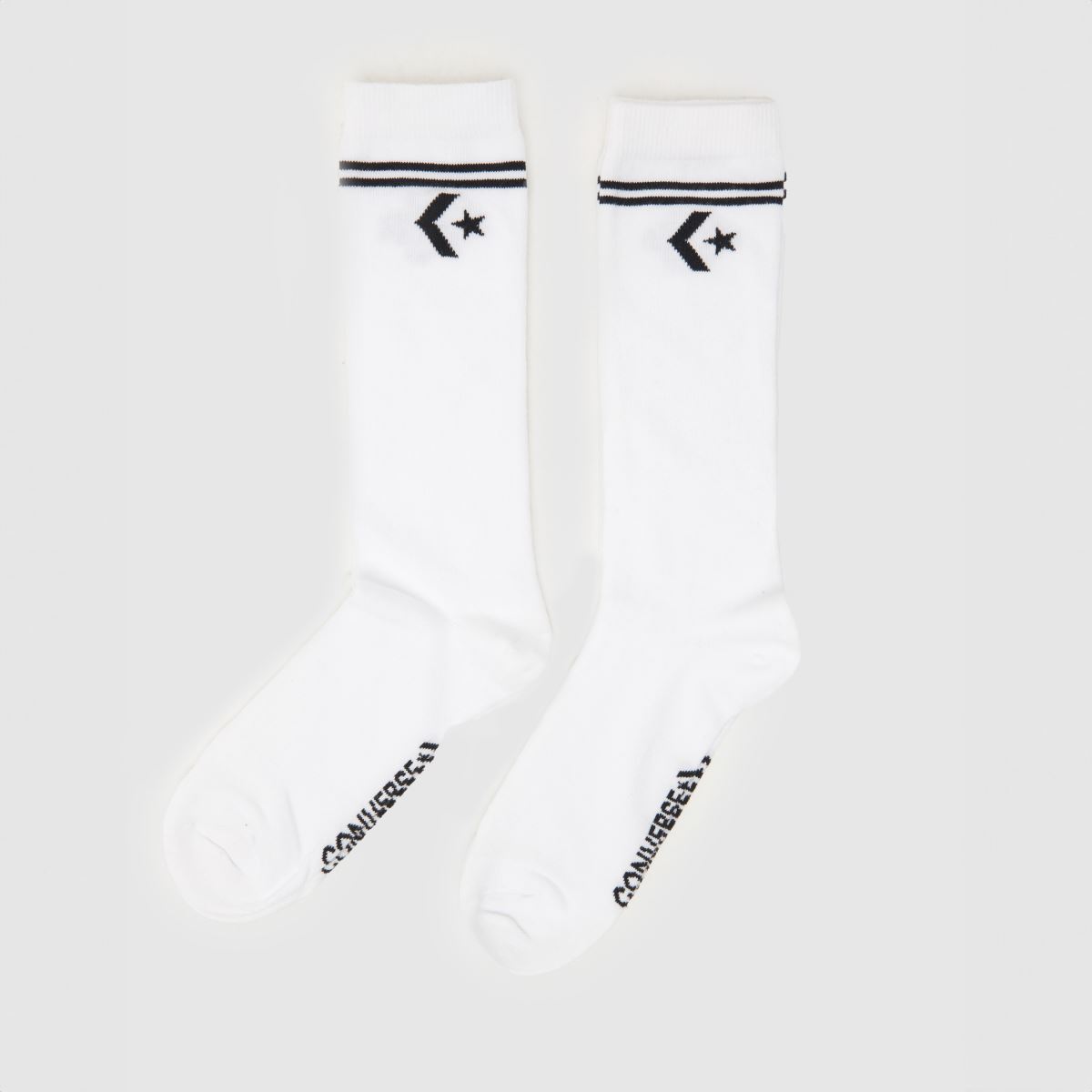Komplet dveh belih in črnih nogavic Converse z zvezdastim chevron vzorcem