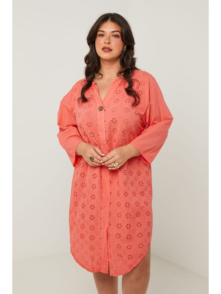 Curvy Lady Kleid in Koralle günstig kaufen
