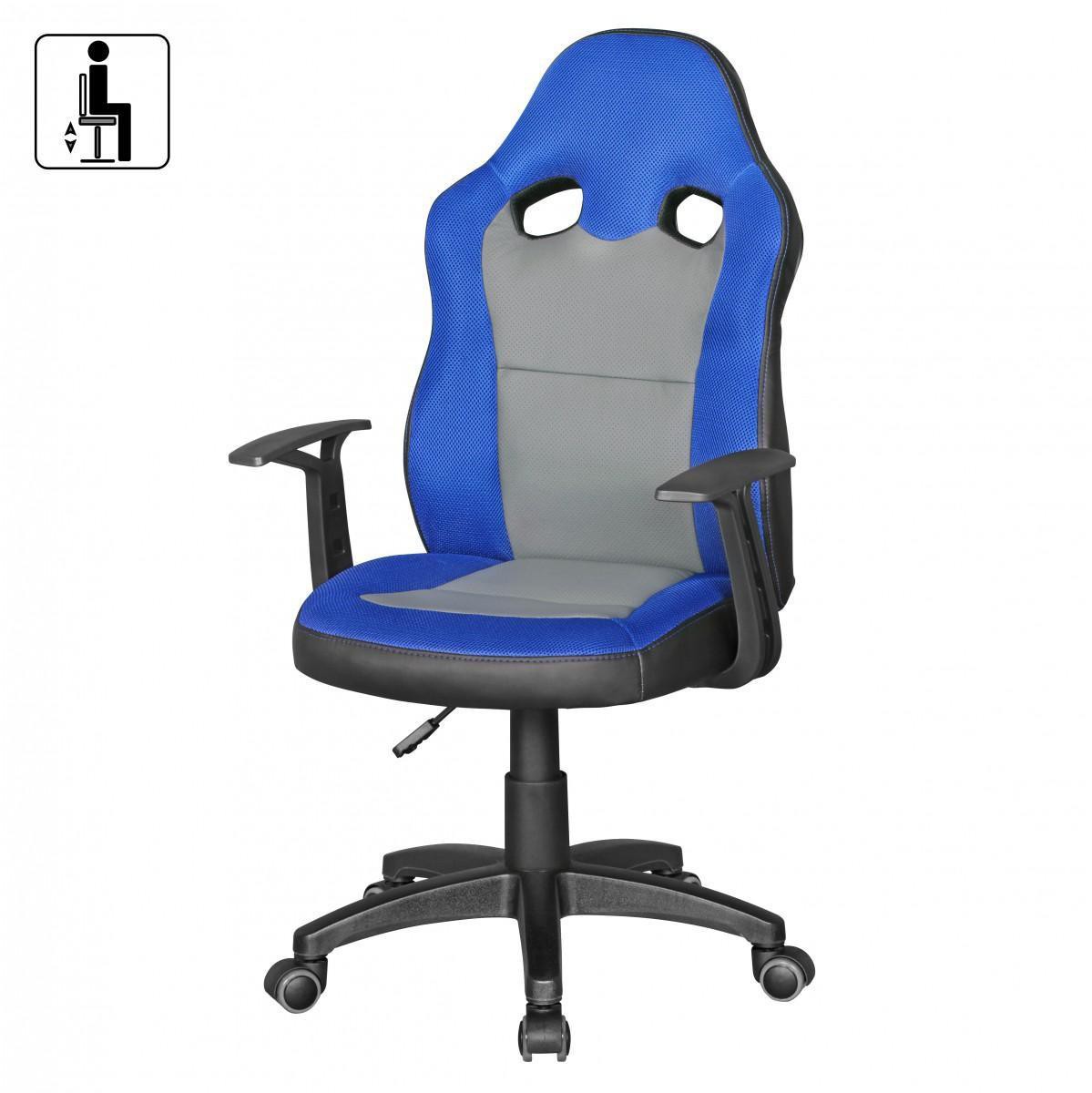 Amstyle Kinderdrehstuhl SPEEDY Jugendstuhl Kinderschreibtischstuhl Drehstuhl ergonomisch - blau/grau