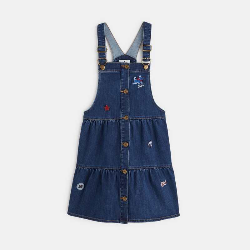 Robe salopette denim Chipie bleue fille