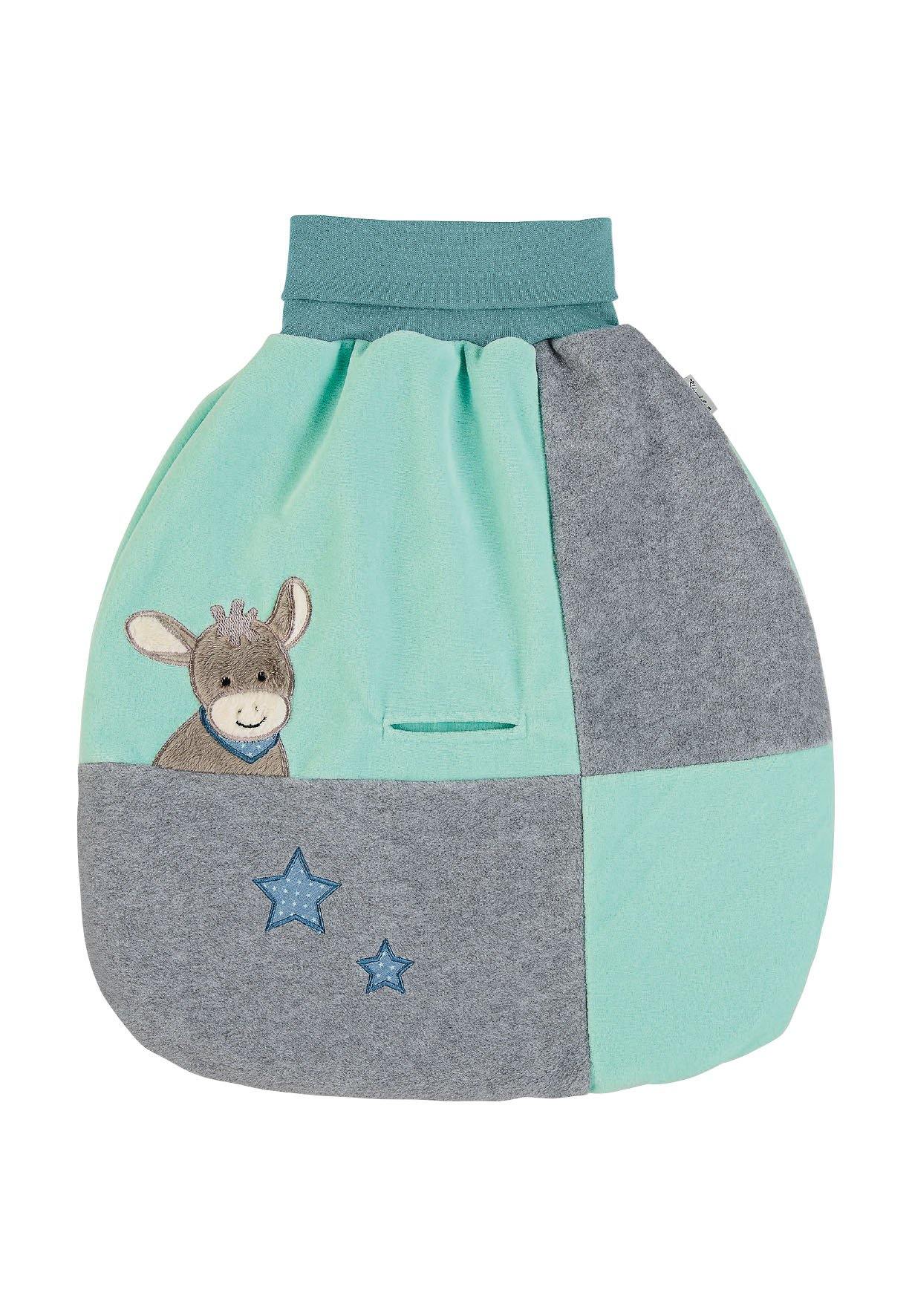 Strampelnest Esel Emmi aus Microfleece,Türkis/Grau