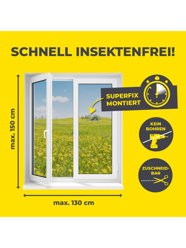 EASYmaxx EASYmaxx Moskitonetz mit Magnetbefestigung - 150 x 130 cm - schwarz - 4er-Set günstig kaufen onesize