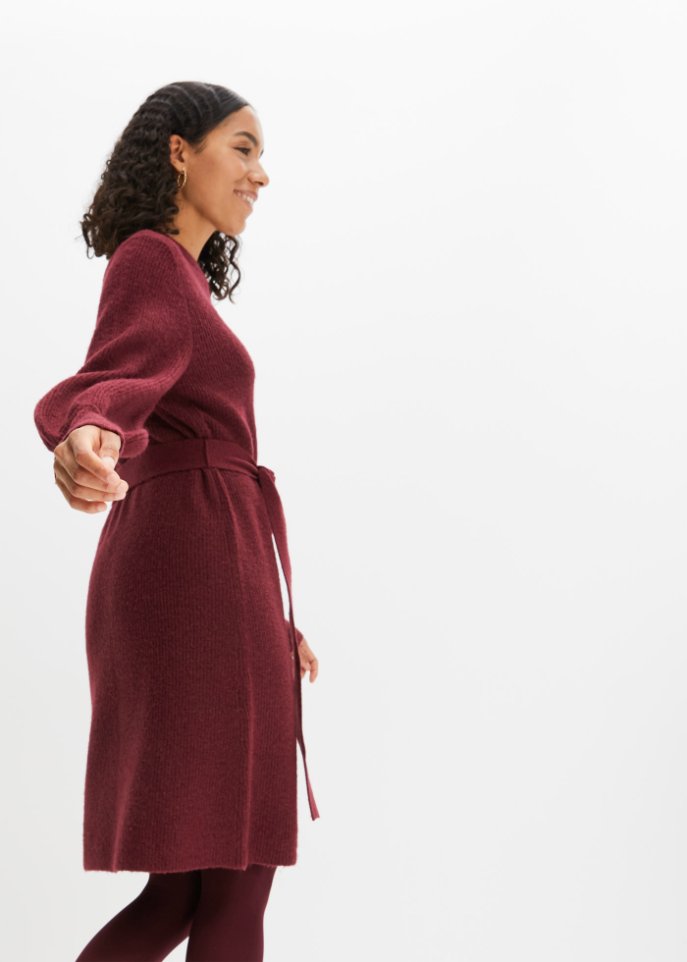 Strickkleid mit Ballonärmeln