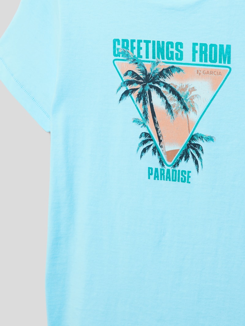 T-Shirt mit Label-Print in blau