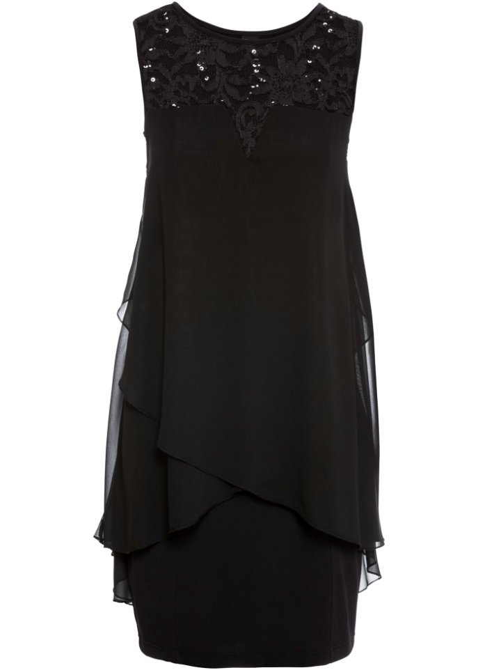 Jerseykleid mit Chiffon