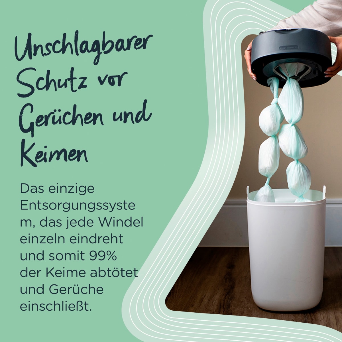 Windeleimer Twist & Click inkl. 12 Nachfüllkassetten, weiß, 1 St