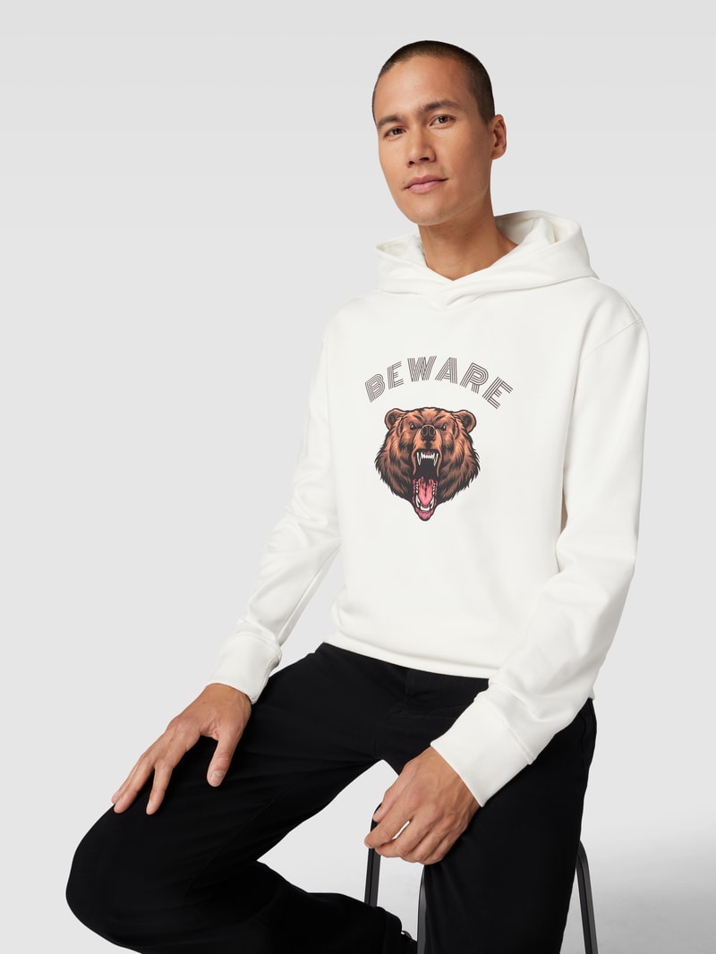 Hoodie mit Motiv-Print Modell 'Samson' in offwhite