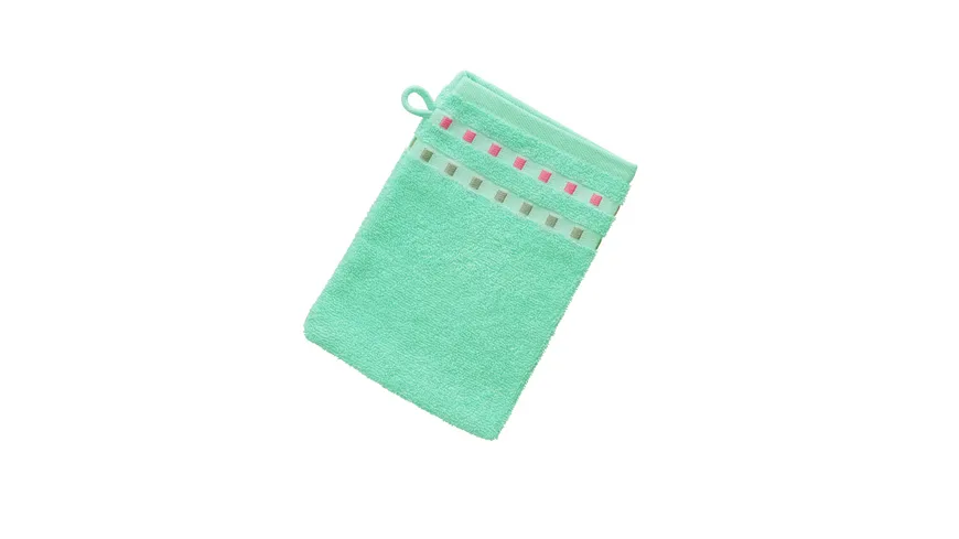 Waschhandschuh Kästchen Mint Mint