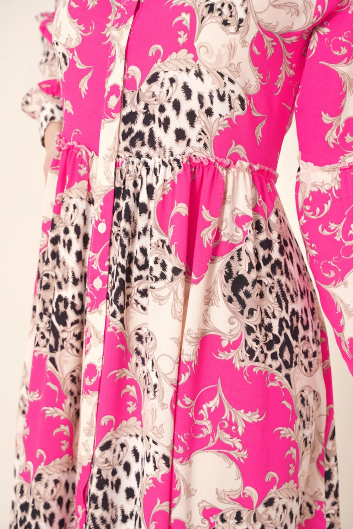 Bigdart  Hijab-gemustertes Fussia-Kleid mit Hemdkragen für Damen