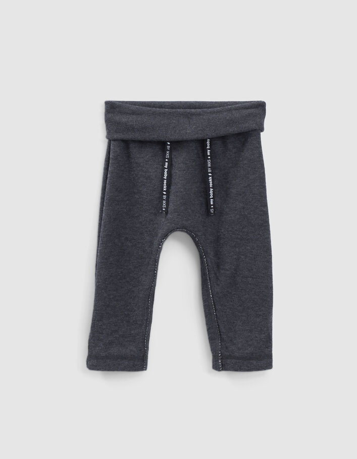 Pantalon réversible gris chiné et rayé coton bio bébé