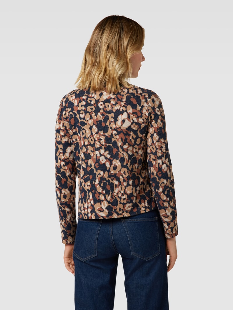 Blazer mit Allover-Muster und Reißverschlusstaschen in camel