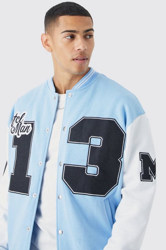 Oversize College-Bomberjacke aus Jersey